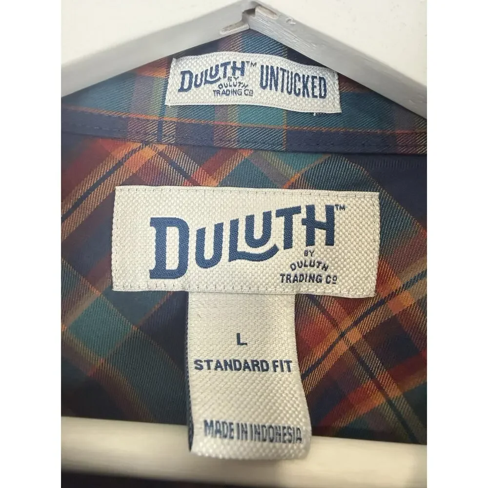 Duluth Trading Co Men’s L Green Orange Blue Free Swingin Untucked Standard Fit - Picture 8 of 13